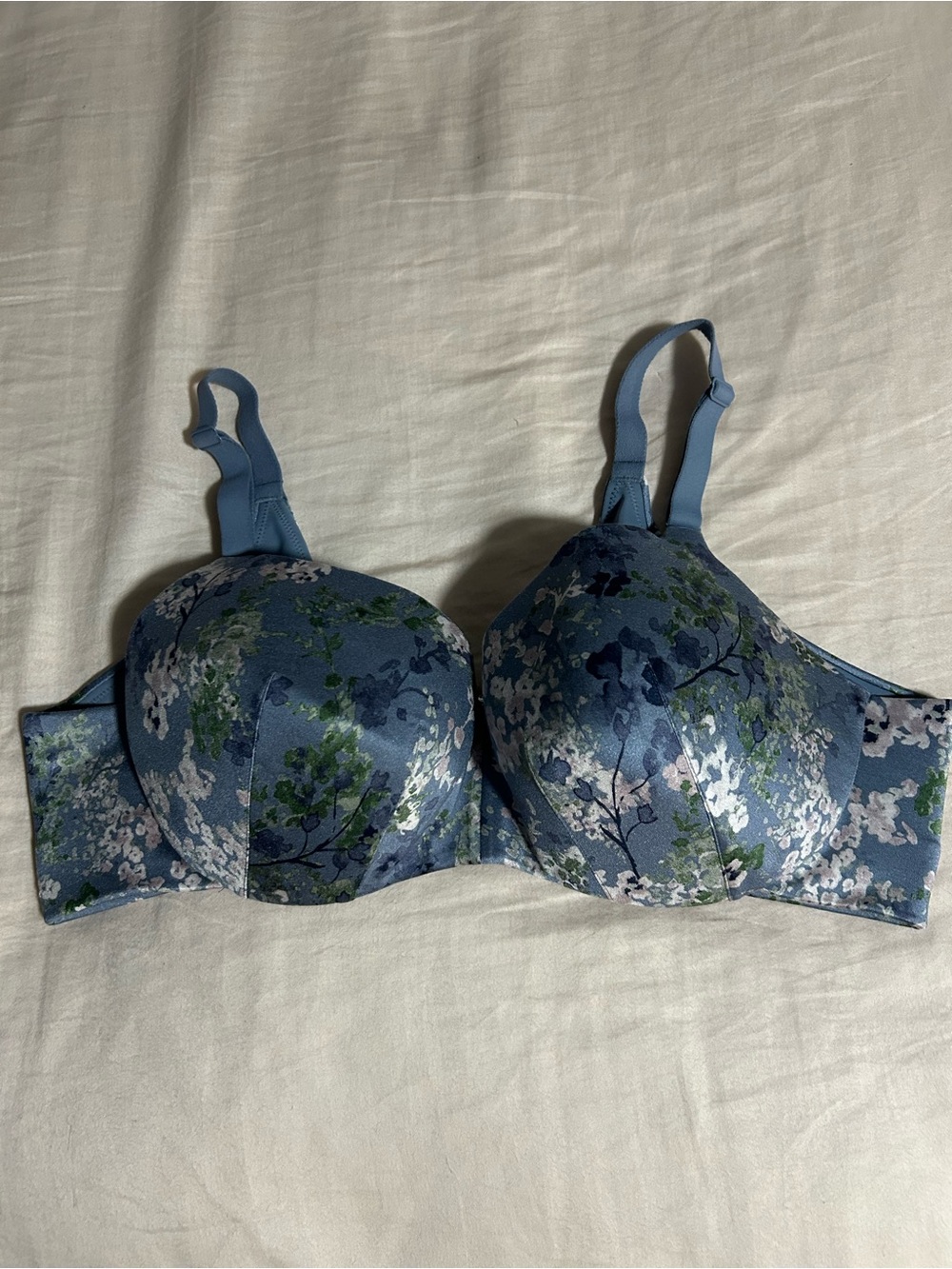 Cacique Blue Floral Lightly Lined Balconette Bra Size 40D